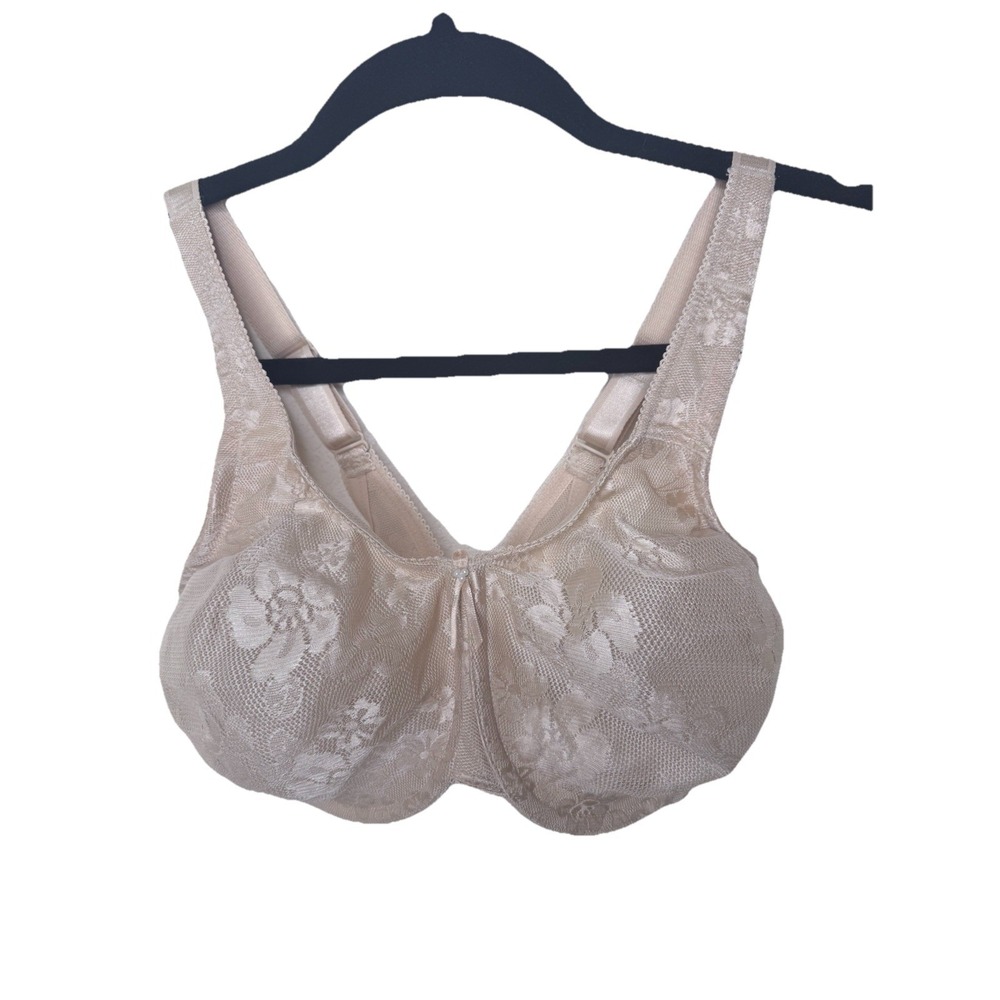Wacoal Bra 32DDD Floral Underwire Unlined 85594 Full Coverage BEIGE